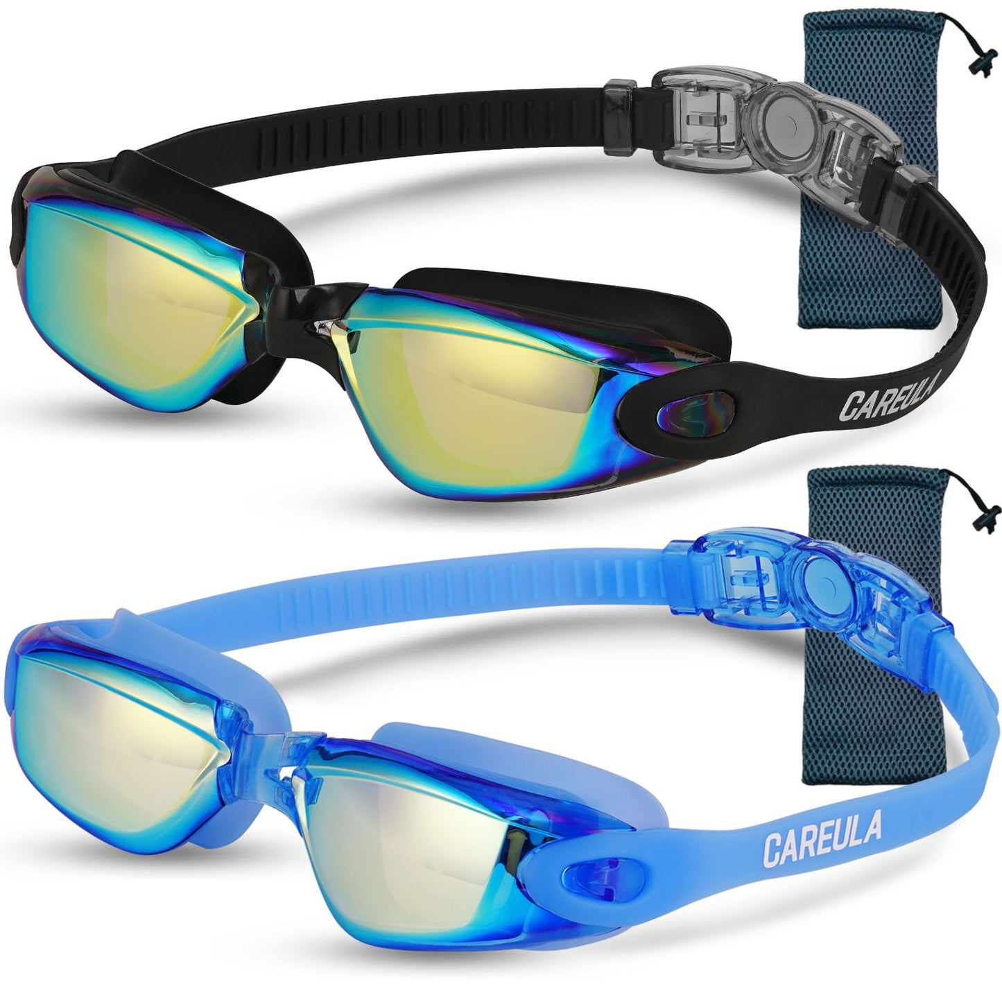 Careula Kids Swim Goggles 2 Pack Swimming Goggles for Kids Anti-Fog UV Protection Kids Goggles Child Boys Girls 3-8