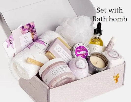 Lizush All Natural Lavender Gift Box with Bath Bomb and Shower Steamer - bath & body products - Glide Goods LLC