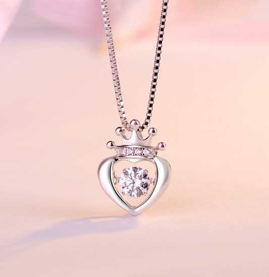 Crown Heart Necklace with Pendant