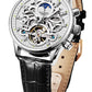 OLEVS Men Skeleton Watch Automatic Mechanical Dress Casual Black Leather Moon Phase Luminous Waterproof Wrist Watches
