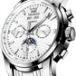 OLEVS Automatic Men Watch Self Winding Mechanical Luxury Dress Moon Phase Stainless Steel Black Watch Waterproof Luminous Calendar Wrist Watch