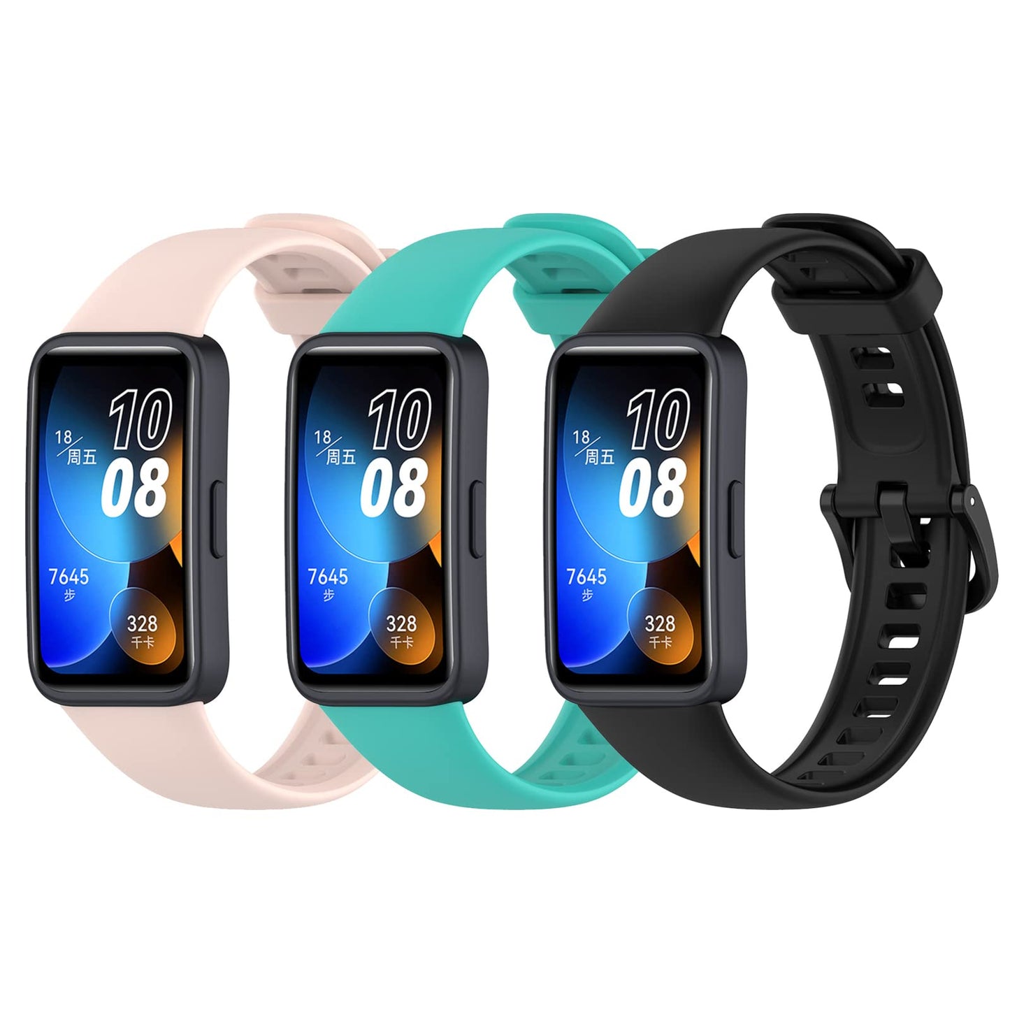 FitTurn Wrist Strap Compatible with Huawei Band 8/Huawei Band 9 Smart Watch Compatible for Huawei Band 9 8 Watch Bands Sport Strap Quick Release Replacement Wristband for Woman Man (3 Pack B)