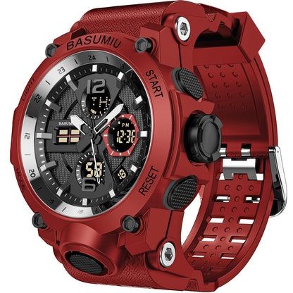 Pienolan Mens Sports Wrist Watches Analog Digital Tactical Military Watch Waterproof Gold Watches for Men (C-Red)