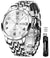 OLEVS White Watch for Men Luxury Dress Analog Quartz Silver Stainless Steel Waterproof Luminous Date Diamond Business Two Tone Casual Wrist Watch