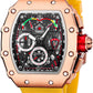 FANMIS Mens Luxury Tonneau Square Watches Analog Punk Chronograph Unique Sports Wrist Watch Japanese Movement Luminous Design with Rubber Band (Rosegold Yellow)