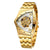FORSINING Mens Watch 30M Waterproof Skeleton Hollow Automatic Retro Triangle Wrist Watch (Gold White)