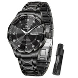 OLEVS Watch for Men Diamond Luxury Dress Classic Analog Big Wrist Large Face Business Fashion Elegant Casual Black Stainless Steel Water Resistant Quartz Men Black Watches