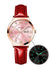 BESTKANG Women Watches Ladies Dress Analog Quartz Date Classic Luminous Leather Strap 3ATM Waterproof Female Wrist Watch (Red and Pink)