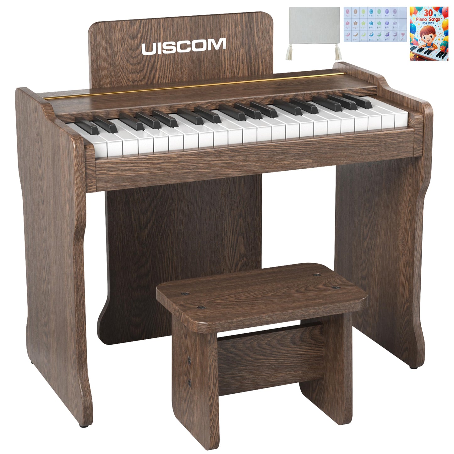 UISCOM Kids Piano Keyboard 37 Keys Digital Piano Toddler Piano for Kids Mini Baby Piano Toy Kids Musical Instruments Sets Wood Piano keyboard for kids Ages 3+Walnut