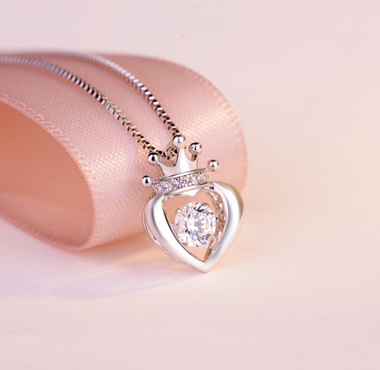 Crown Heart Necklace with Pendant