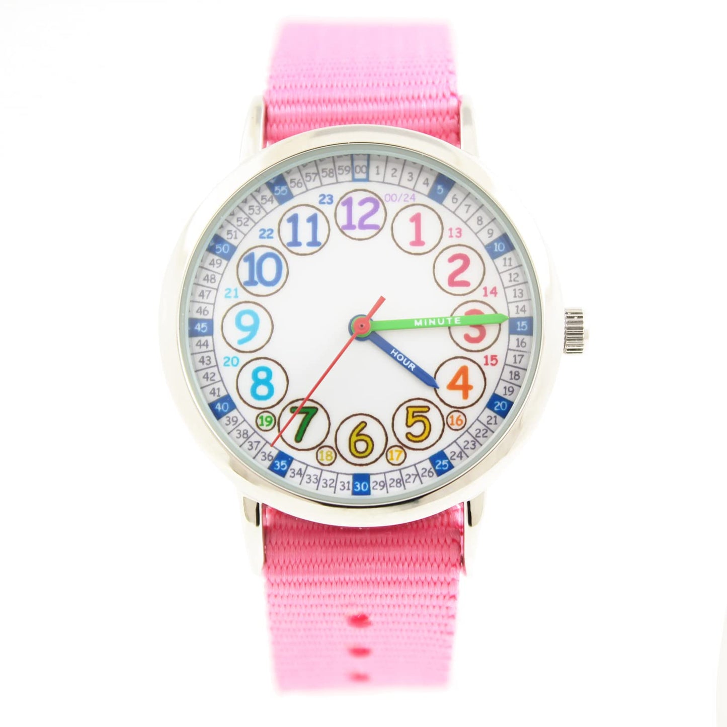 Bigbangbang Kids Analog Watch，Read and Learn Time Easily Wrist Watch for Boys and Girls with Soft Cloth BandAnalog Time Teacher WristwatchTodder Watch Childrens First Watch (Pink)