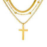 Women's Retro Multi-Layer Cross Necklace in Titanium Steel