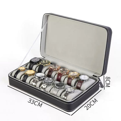Wrist Watch Box Organizer with Zipper - 6/10/12 Slots
