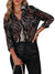 Mutitop Button Down Shirts for Women Dressy Casual Blouses V Neck Printed Boho Long Sleeve Collared Tunic Chiffon Tops Marble BrownX-Large