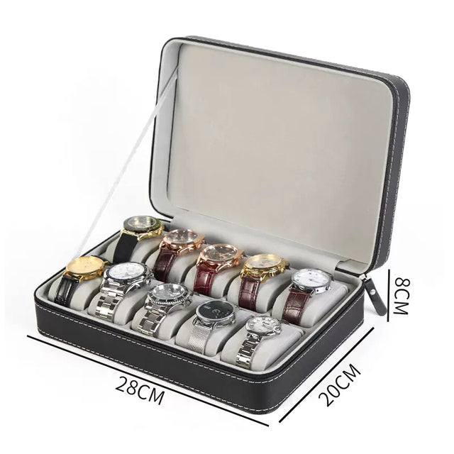 Wrist Watch Box Organizer with Zipper - 6/10/12 Slots