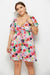 Printed Deep V-Neck Dress with Elastic Waist