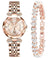 Women Watches with Bracelet Rose Gold for Lady Elegant Stainless Steel Strap Fashion Analog Creative Dial Wrist Watch (Rose Gold)