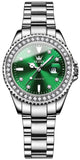 OLEVS Watches for Women Diamond Luxury Dress Silver Wrist Watch Stainless Steel Waterproof Luminous Date