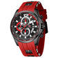 Mini Focus Men Watch Casual Fashion Wrist Watches (Chronograph/Waterproof/Luminous/Calendar) Silicon Band Quartz Watches for Men (Red-Black)