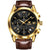 OLEVS Men Watch Brown Leather Gold Case Analog Quartz Fashion Business Dress Gifts Large Face Watches for Men Easy Read Sport Luminous Waterproof Casual Male Wrist Watch Black Dial Reloj para Hombre