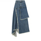 Spring Retro High Waist Irregular Denim Skirts for Women