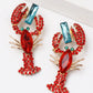 Lobster Shape Glass Stone Dangle Earrings - Glide Goods LLC