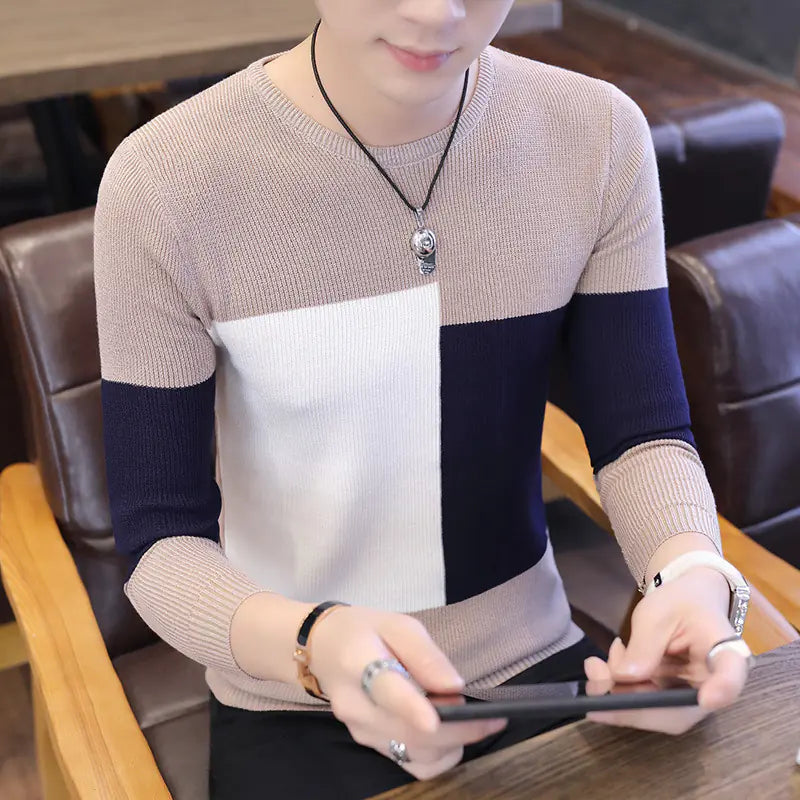 Trendy Plaid Slim-Fit Knitwear for Men