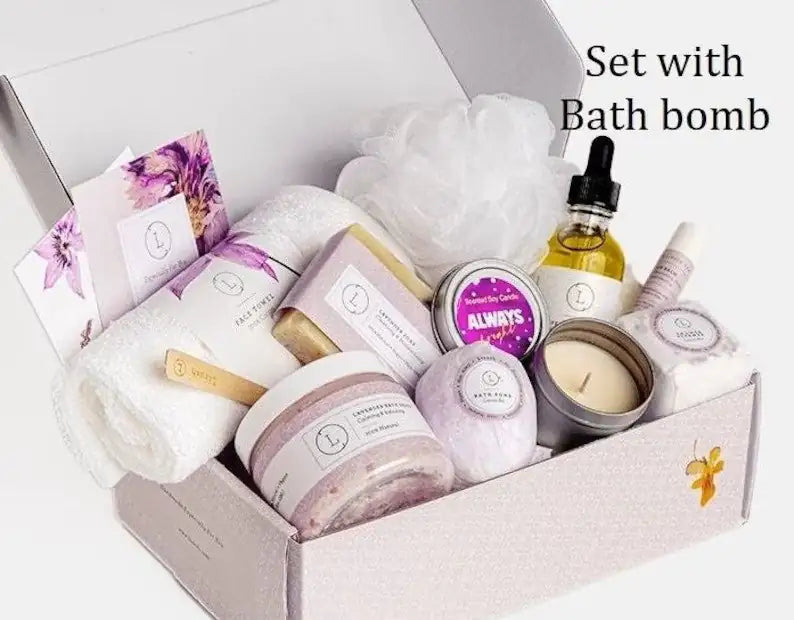 Lizush All Natural Lavender Gift Box with Bath Bomb and Shower Steamer - bath & body products - Glide Goods LLC