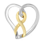 14K Gold and Silver Heart Bow Pendant Necklace - Glide Goods LLC