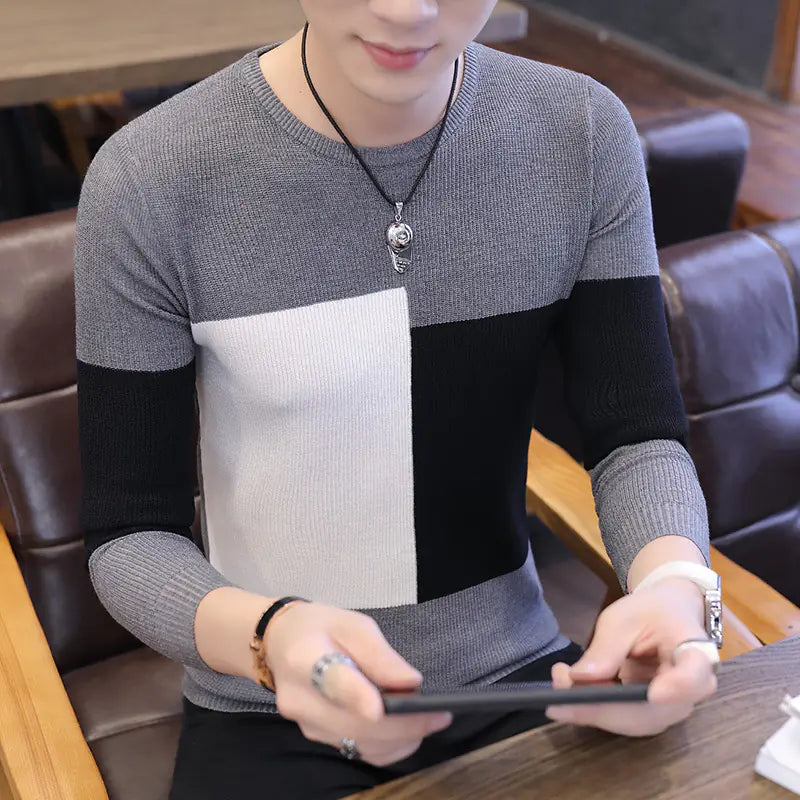 Trendy Plaid Slim-Fit Knitwear for Men