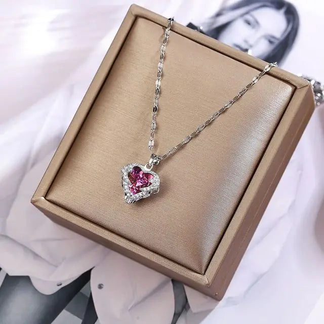 Ocean Heart Crystal Necklace - Glide Goods LLC