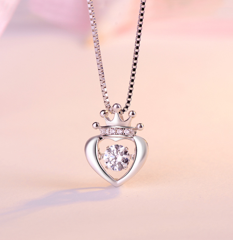 Crown Heart Necklace with Pendant