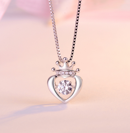 Crown Heart Necklace with Pendant