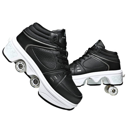 TAILORIA Four-Wheel 2-in-1 Roller Skate Shoes Unisex Roller Shoes & Sneakers Detachable Skate Shoes Kids Sneakers Shoes with Wheels Skating Roller Skates