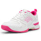 FitVille Wide Pickleball Shoes for Women Outdoor Court Lightweight Tennis Shoes Womens Ultra Cushioning Court Shoes with Arch Support & Wide Toe Box White/Neon Pink