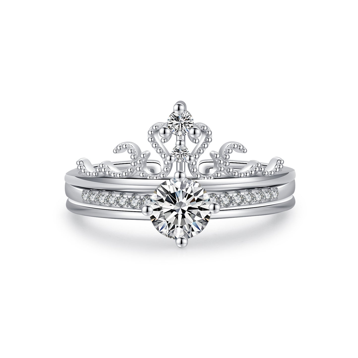 S925 Sterling Silver Light Luxury Crown Ring