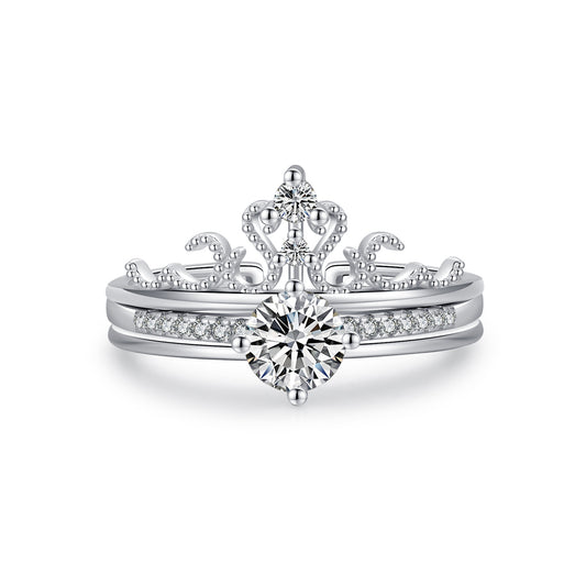 S925 Sterling Silver Light Luxury Crown Ring