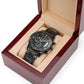 Engraved Design Black Chronograph Watch - Glide Goods LLC