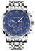 HUNRUY Mens Stainless Steel Luminous Analog Quartz Watches Waterproof Date Casual Wrist Watch (Silver and Blue)