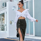 Irregular Slit High Waist Denim Skirt for Women