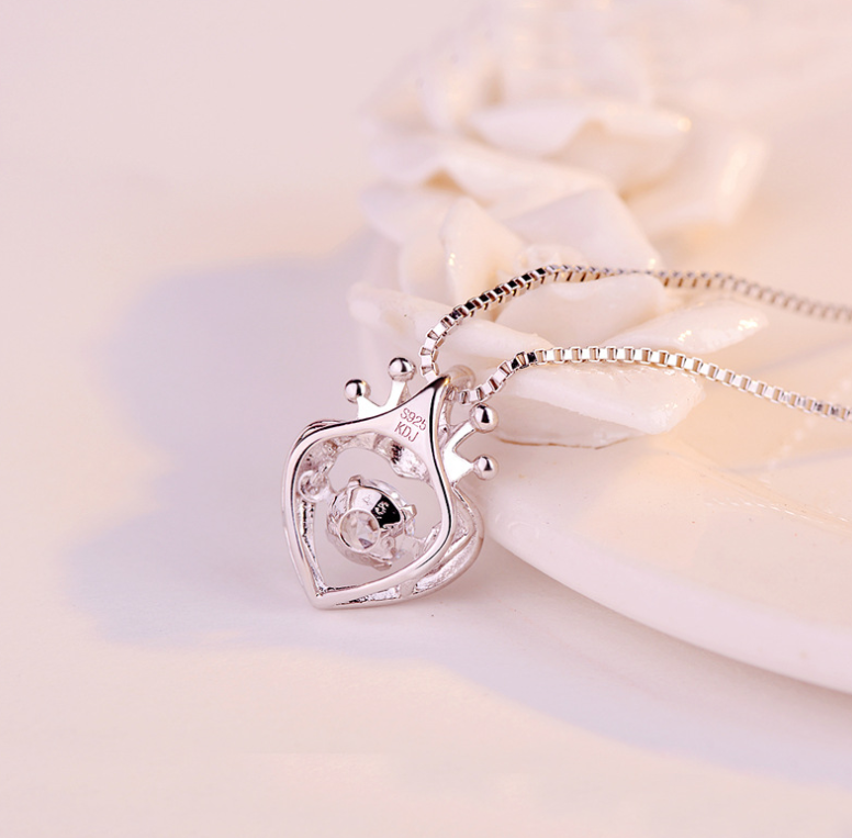 Crown Heart Necklace with Pendant