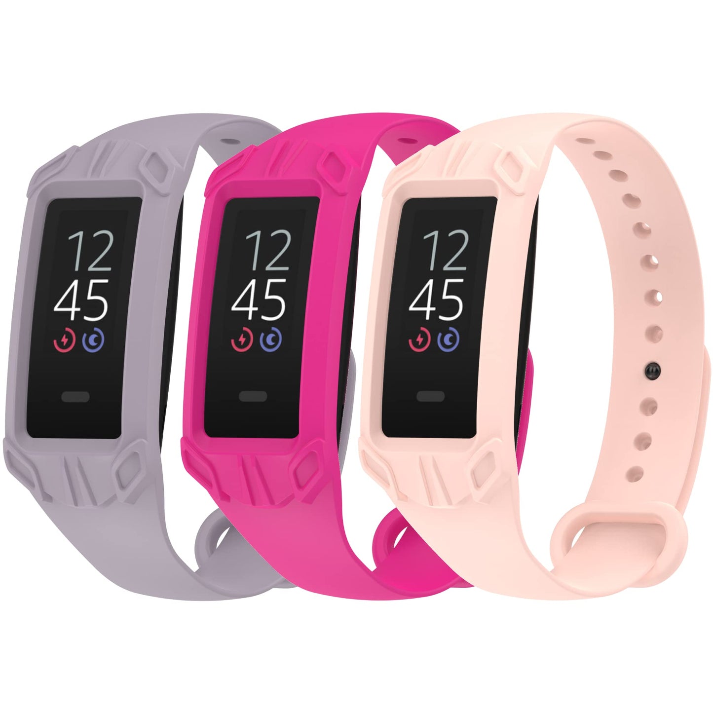 ECSEM Wrist Bands Compatible with Amazon Halo View WatchSport Watch Strap Silicone Wristbands Quick Release Smartwatch Band Replacement for Amazon Halo View Bands Women&Men(Pink+Purple+RoseRed)