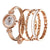 CdyBox Women Crystal Watch with 3 Bracelets Set Quartz Wrist Watches Bangle Jewelry 4pcs/Set for Ladies (Rose Gold White)
