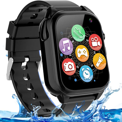 Smart Watch for Kids Boy Girl Age 3-12 with Waterproof 26 Games 1.44 Touch Screen HD Camera MP3 Player Video Recorder Pedometer Alarm Clock Calculator Torch Wrist Watch Children Learning Toy (black)