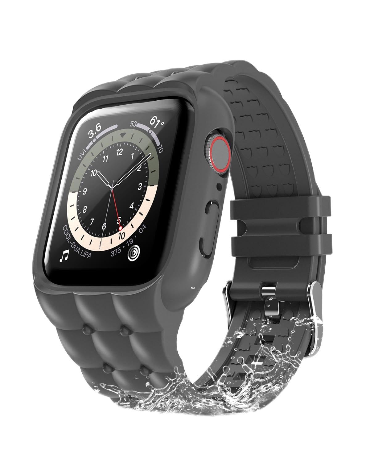 Sports Silicone Band with Bumper Case Compatible with Apple Watch Band 44mm 45mm for Women Rugged Wrist Strap Replacement for i-Watch Bands for Women Series 9 8 7 6 5 4 SE