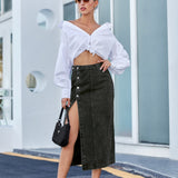 Irregular Slit High Waist Denim Skirt for Women