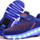 Kids Roller Shoes Boys Girls LED Light up Roller Skates Sneakers Best Gifts for Kids Shoes with Wheels Light Color Shoes Blueorange