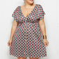 Printed Deep V-Neck Dress with Elastic Waist