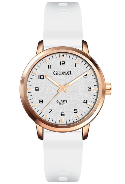 AIYISHI Waterproof Womens Casual Fashion Sport Wrist WatchEasy Read DialRubber Silicone Band Analog Quartz Minimalist Watch Gift for Nurse Ladies Teachers Students (W681 White)
