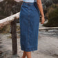 Irregular Slit High Waist Denim Skirt for Women